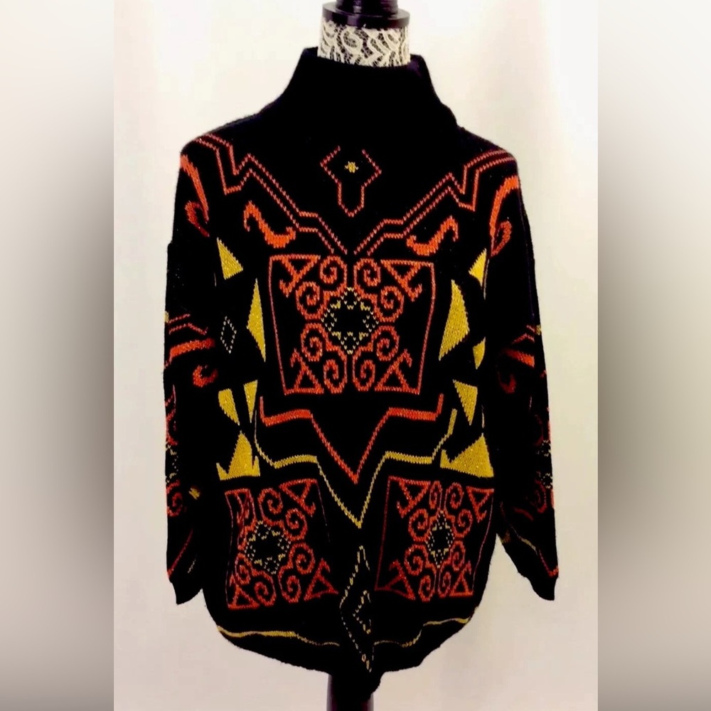 PAUL SIMON London 70s Hand Knitted Blend Sweater Hippie Boho 5UK L Unique RARE!